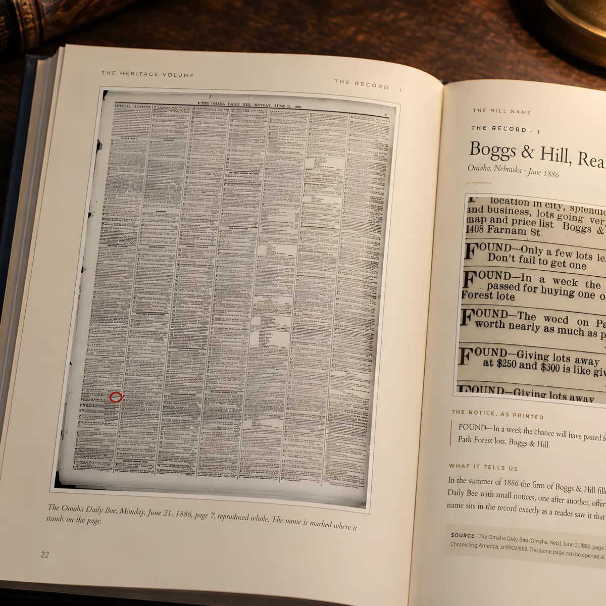 A historic newspaper page where the family name appears